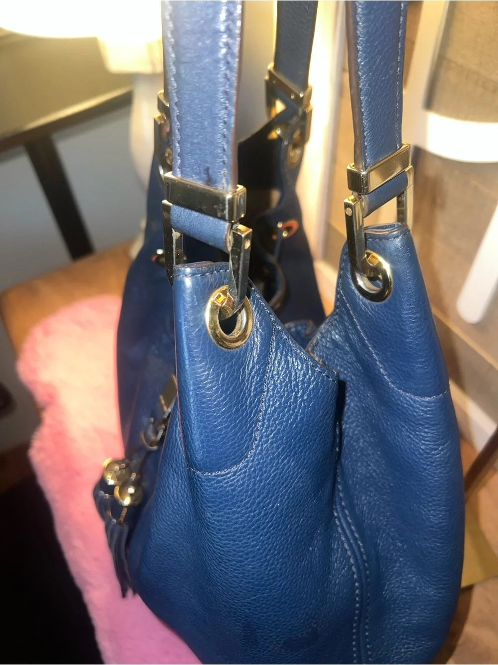 Michael Kors  Navy Leather Tassel Hobo Bag by Unknown Brand